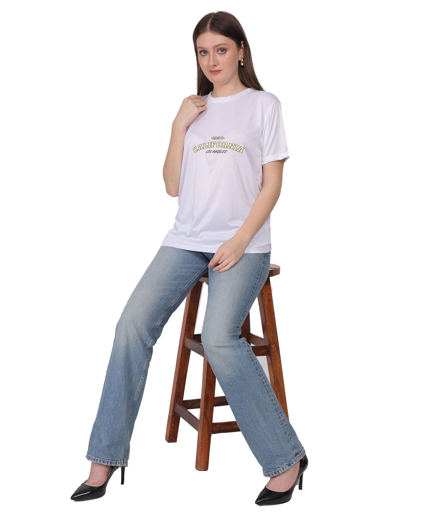 California Los Angeles 1984 Graphic Print T-Shirt, Cotton, Round Neck, Short Sleeve, Regular Fit