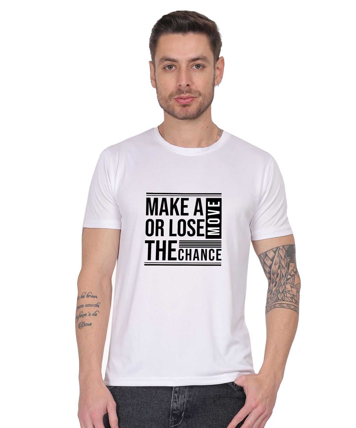 Motivational Graphic T-Shirt, Cotton Blend, Short Sleeve, Regular Fit, Make A Move Design