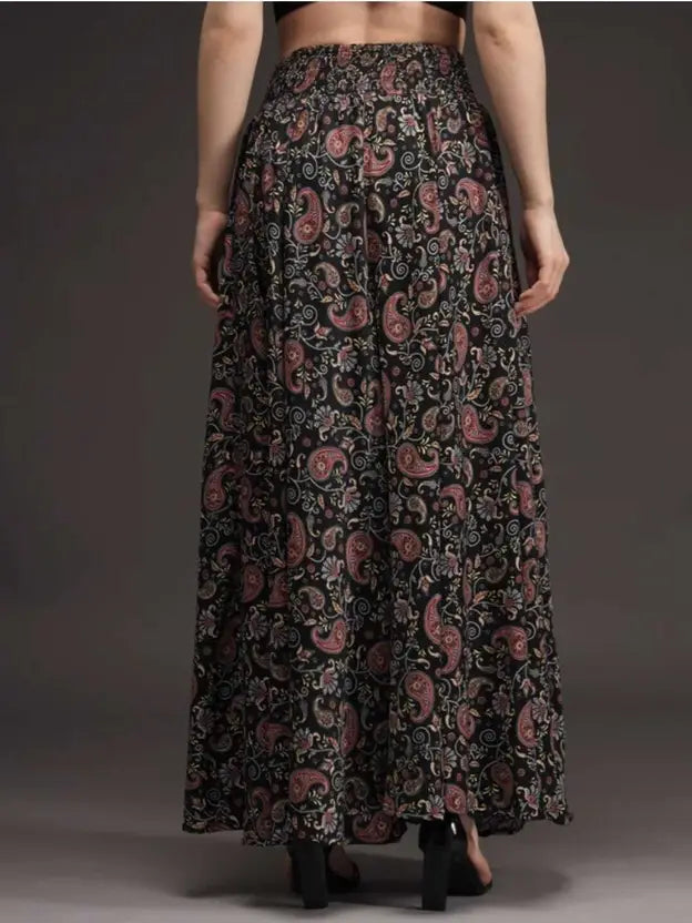 Women Flared Multicolor Crepe Trousers