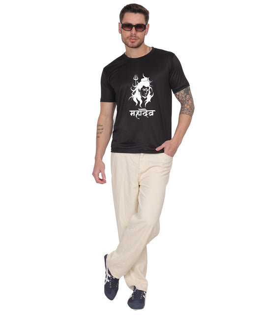 Mahadev Graphic Print Cotton T-Shirt, Round Neck, Short Sleeve