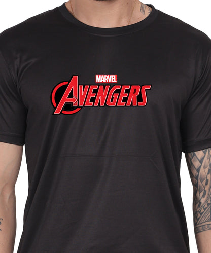 Avengers Graphic Print Cotton T-Shirt, Black, Round Neck, Short Sleeve, Casual Wear