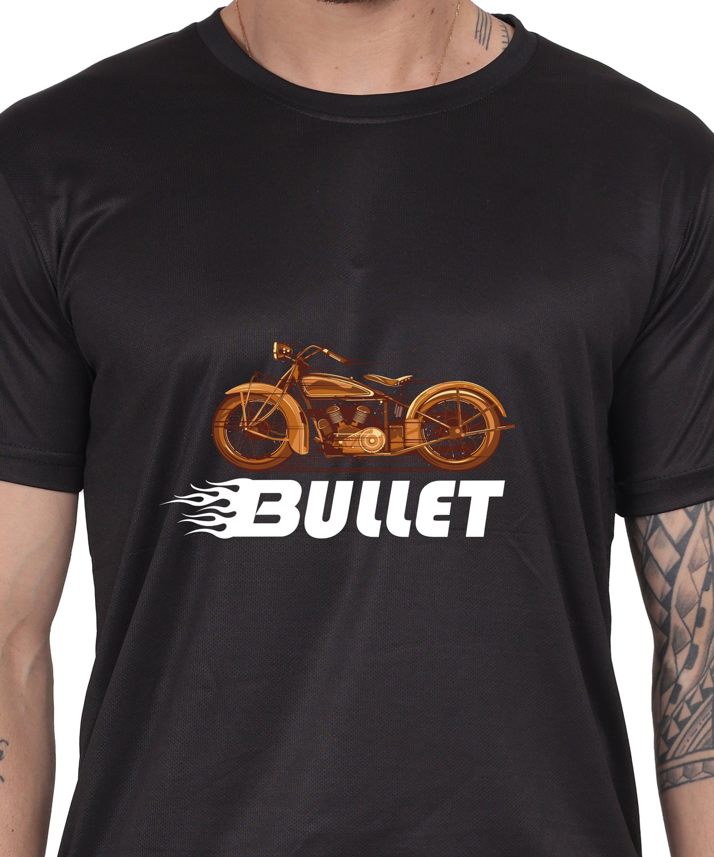 Religious Graphic T-Shirt, Cotton Blend, Short Sleeve Crew Neck, Bullet Design