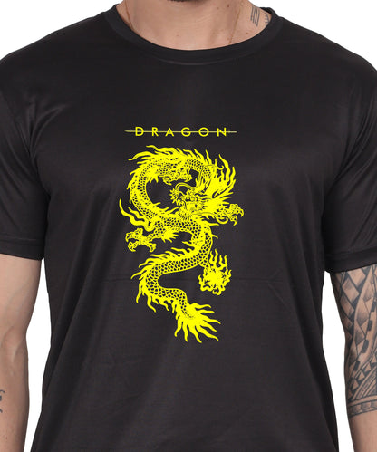 Dragon Graphic Print Cotton T-Shirt, Short Sleeve, Crew Neck, Casual Wear