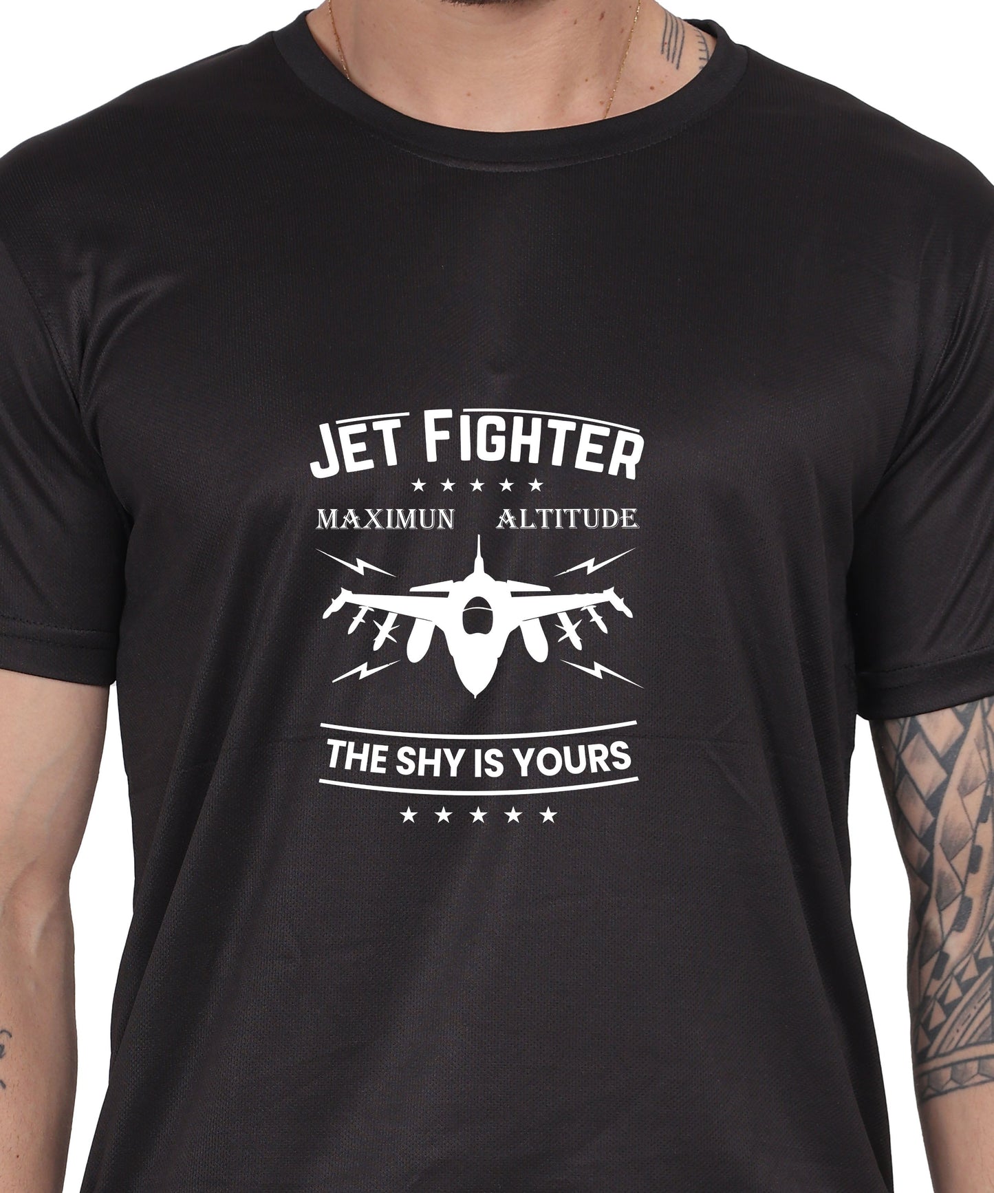 Jet Fighter Graphic T-Shirt, Maximum Altitude Design, Short Sleeve, Casual Wear