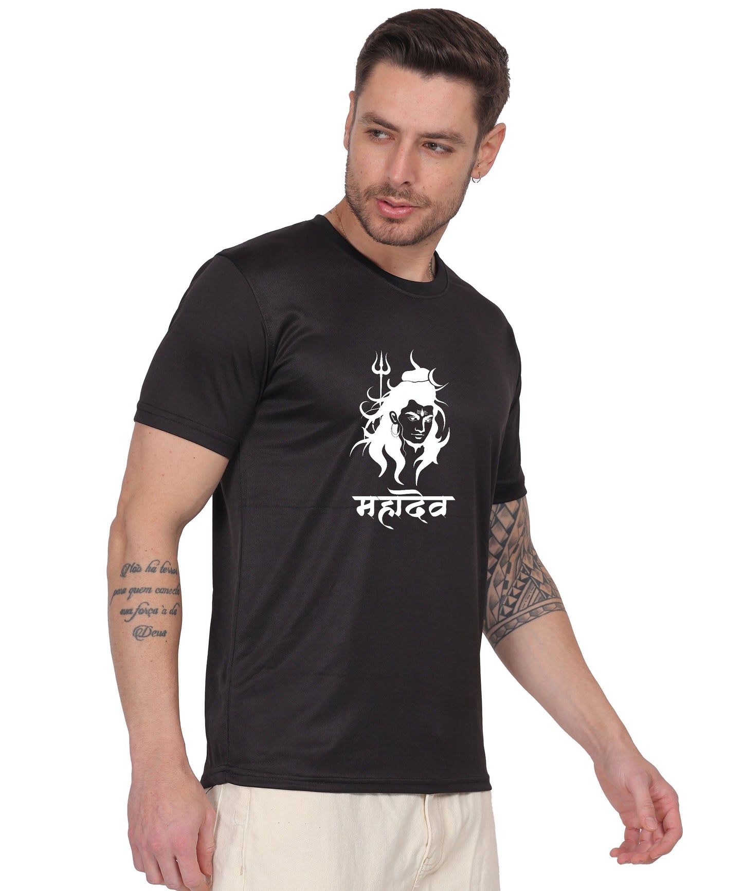 Mahadev Graphic Print Cotton T-Shirt, Round Neck, Short Sleeve