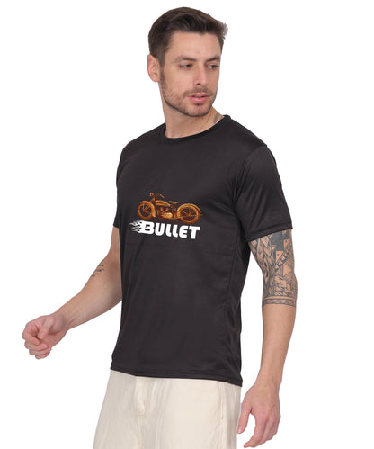 Religious Graphic T-Shirt, Cotton Blend, Short Sleeve Crew Neck, Bullet Design