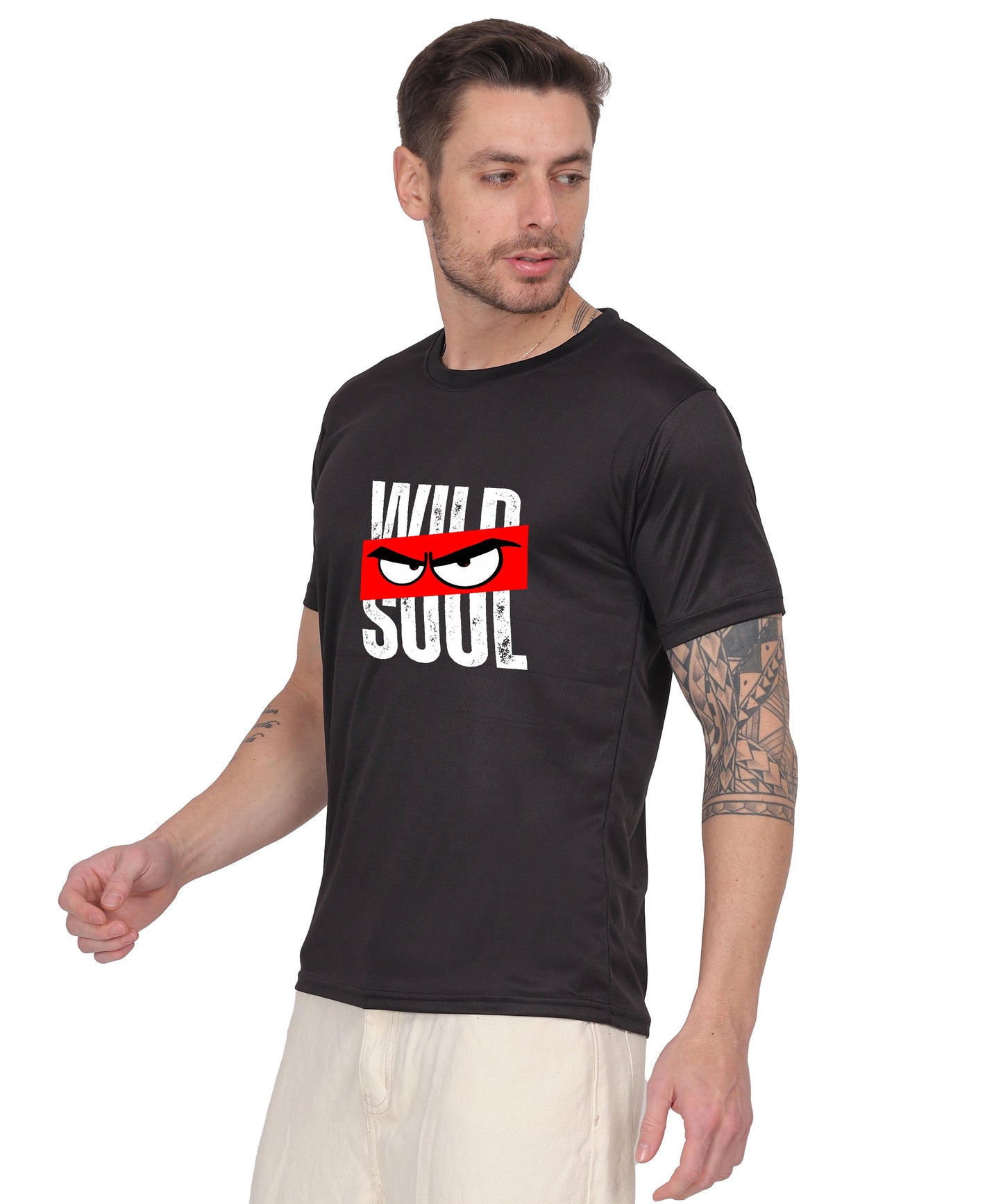 Graphic Print T-Shirt, Cotton, Angry Eyes Design