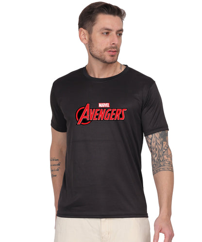 Avengers Graphic Print Cotton T-Shirt, Black, Round Neck, Short Sleeve, Casual Wear