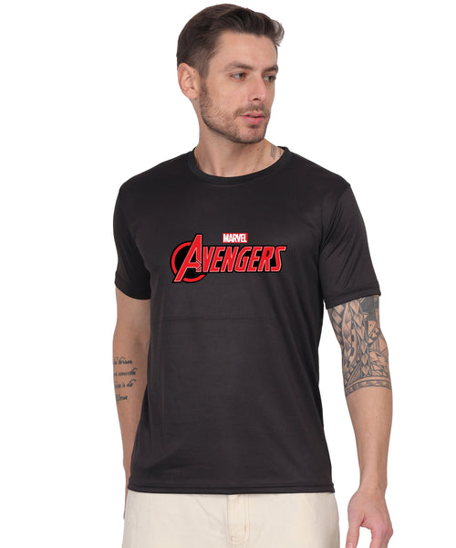 Avengers Graphic Print Cotton T-Shirt, Black, Round Neck, Short Sleeve, Casual Wear