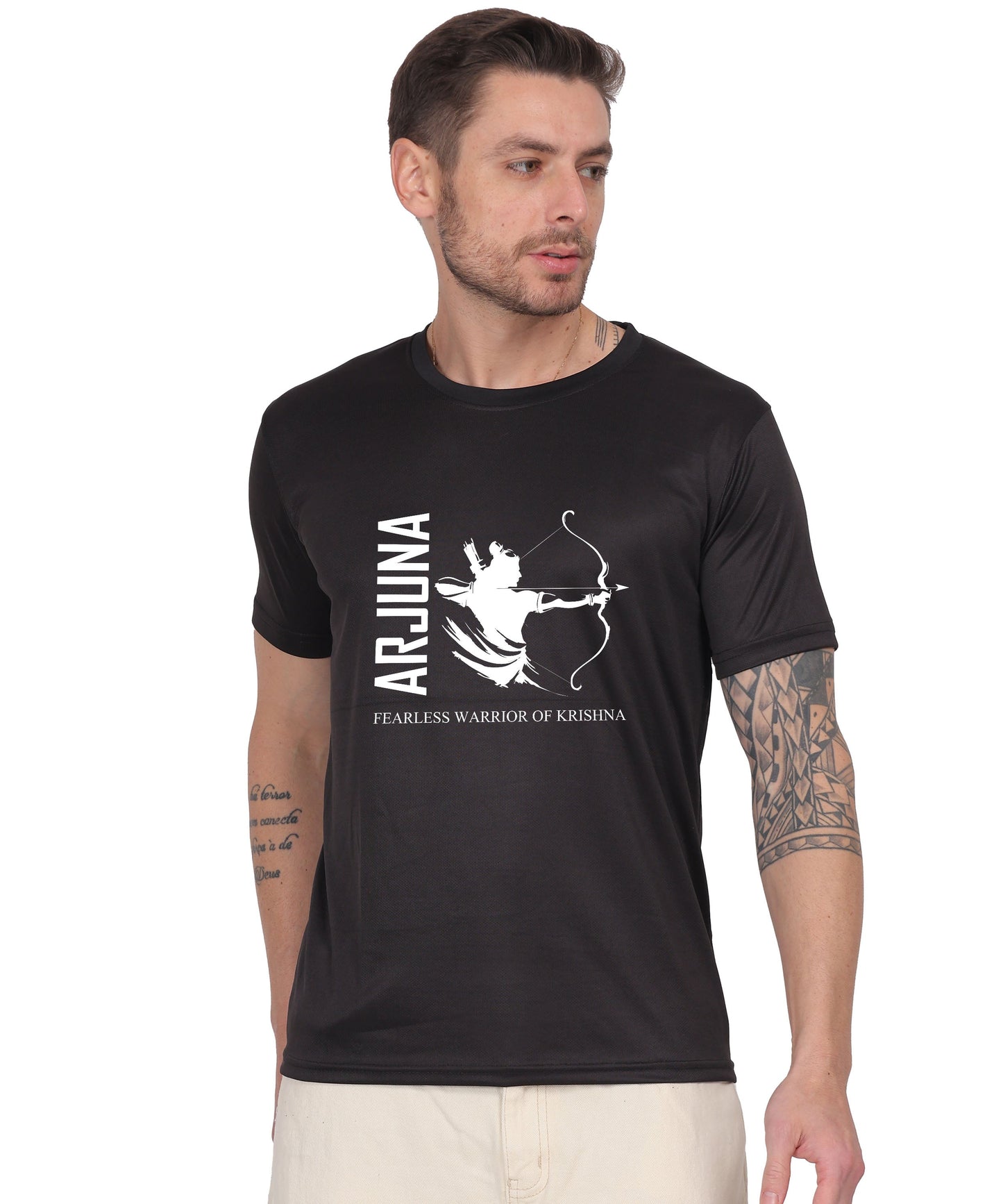 Arjuna Warrior of Krishna Graphic T-Shirt, Cotton, Short Sleeve, Round Neck