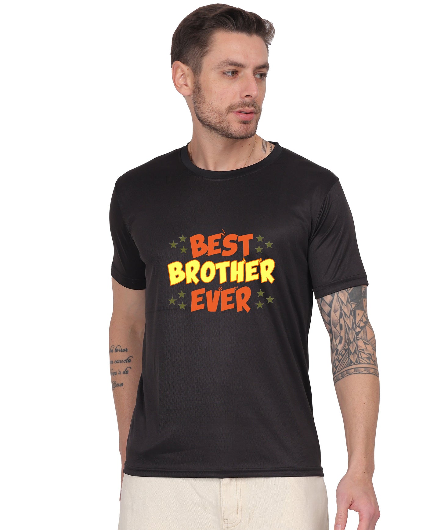 Best Brother Ever Graphic T-Shirt, Black Cotton, Crew Neck