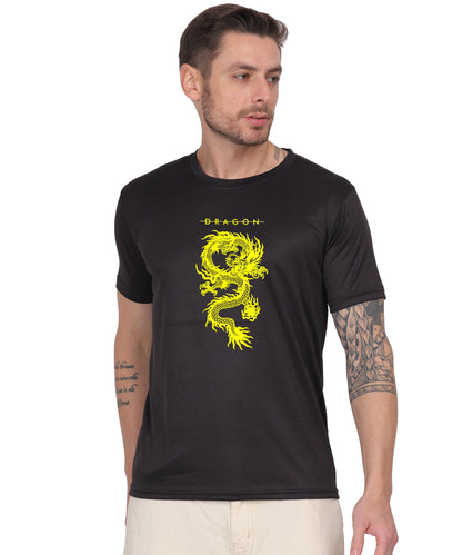Dragon Graphic Print Cotton T-Shirt, Short Sleeve, Crew Neck, Casual Wear