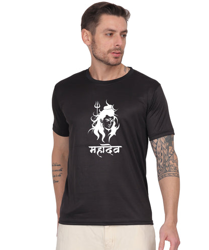 Mahadev Graphic Print Cotton T-Shirt, Round Neck, Short Sleeve