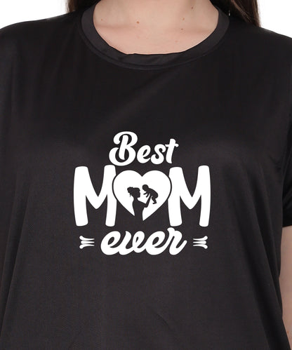 Best Mom Ever Graphic T-Shirt, Black Cotton, Round Neck, Short Sleeve, Regular Fit