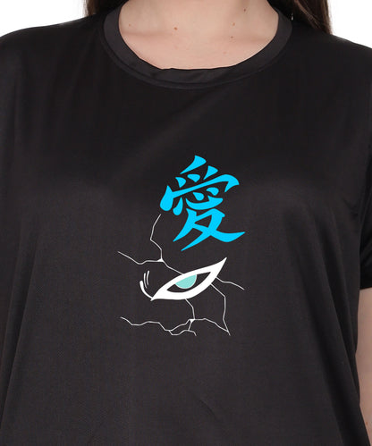 Generic Hooded Figure Graphic T-Shirt, Black Cotton, Short Sleeve, Regular Fit, Crew Neck