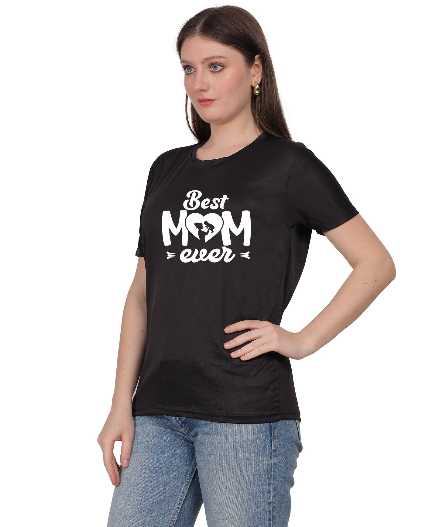 Best Mom Ever Graphic T-Shirt, Black Cotton, Round Neck, Short Sleeve, Regular Fit
