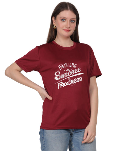 Failure is Success in Progress Graphic T-Shirt, Black Cotton, Round Neck, Short Sleeve