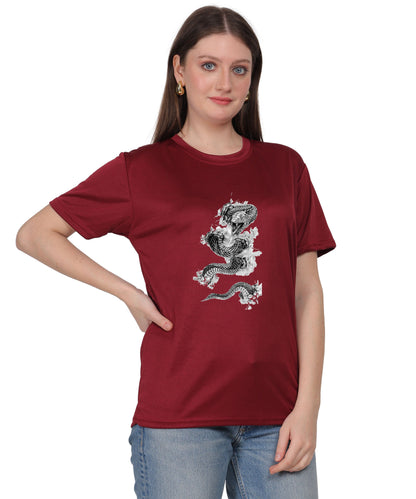 Cotton T-Shirt with Snake Design Graphic Print, Round Neck, Short Sleeve, Casual Wear