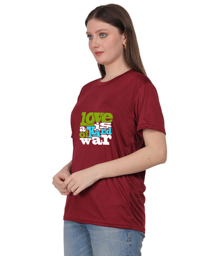 Love is a Kind of War Graphic T-Shirt, Black Cotton Blend, Short Sleeve Crew Neck, Regular Fit