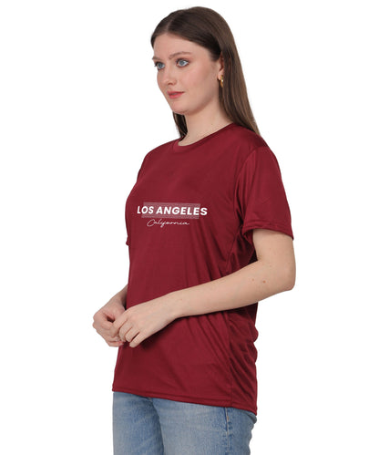 Los Angeles California Typography T-Shirt, Yellow, Cotton, Round Neck, Short Sleeve