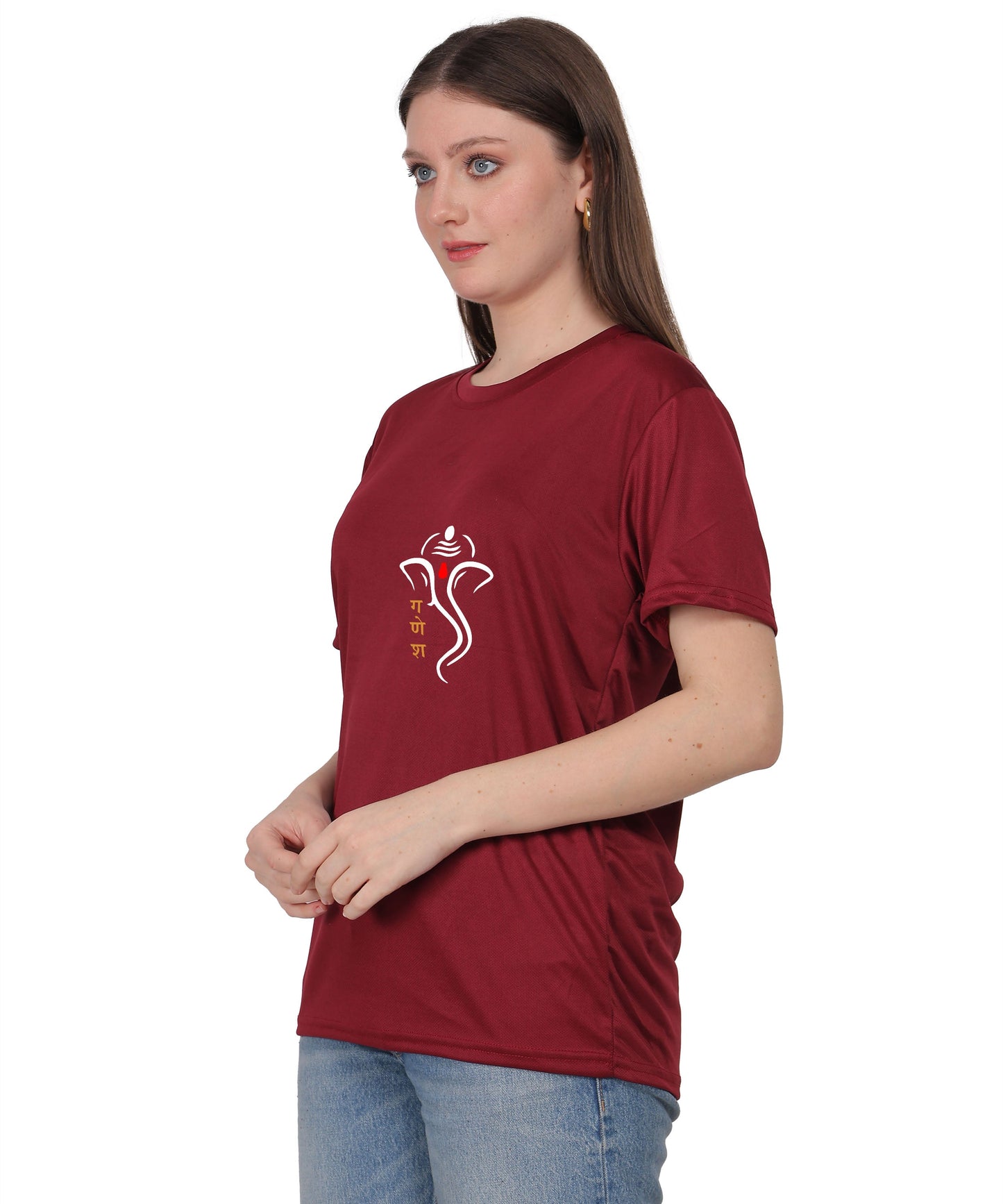 Ganesh Print T-Shirt, Cotton, Round Neck, Short Sleeve, Regular Fit