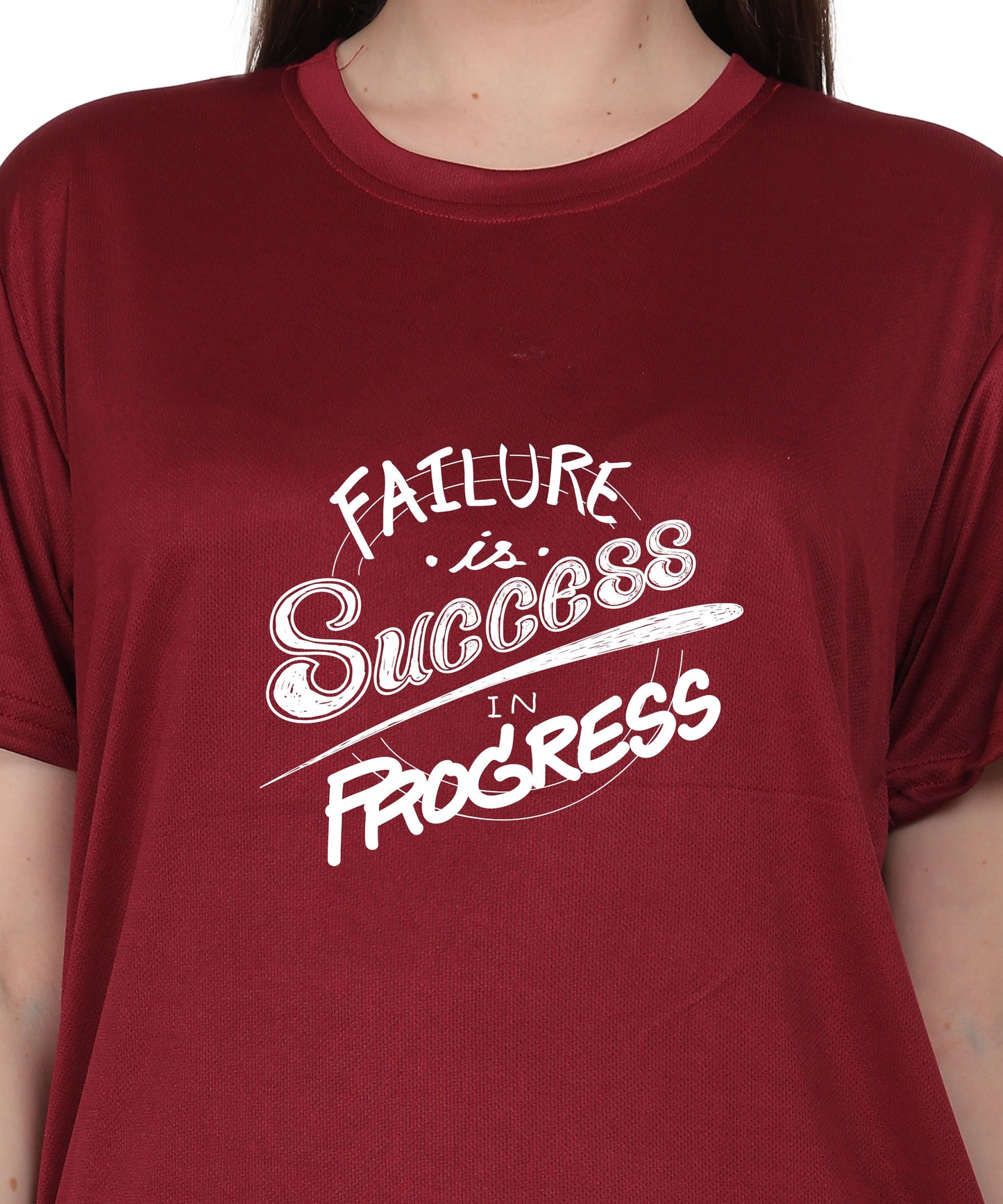 Failure is Success in Progress Graphic T-Shirt, Black Cotton, Round Neck, Short Sleeve