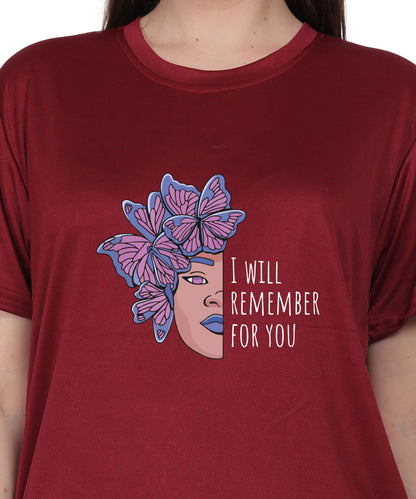 I Will Remember For You Butterfly Design T-Shirt, Black Cotton Blend, Short Sleeve Graphic Tee