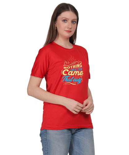 Generic Cotton Graphic T-Shirt, Black, Regular Fit, Short Sleeve, Crew Neck, 'Nothing Great Ever Came That Easy' Print