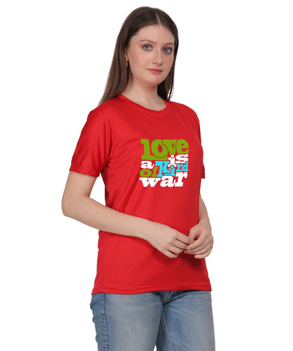 Love is a Kind of War Graphic T-Shirt, Black Cotton Blend, Short Sleeve Crew Neck, Regular Fit