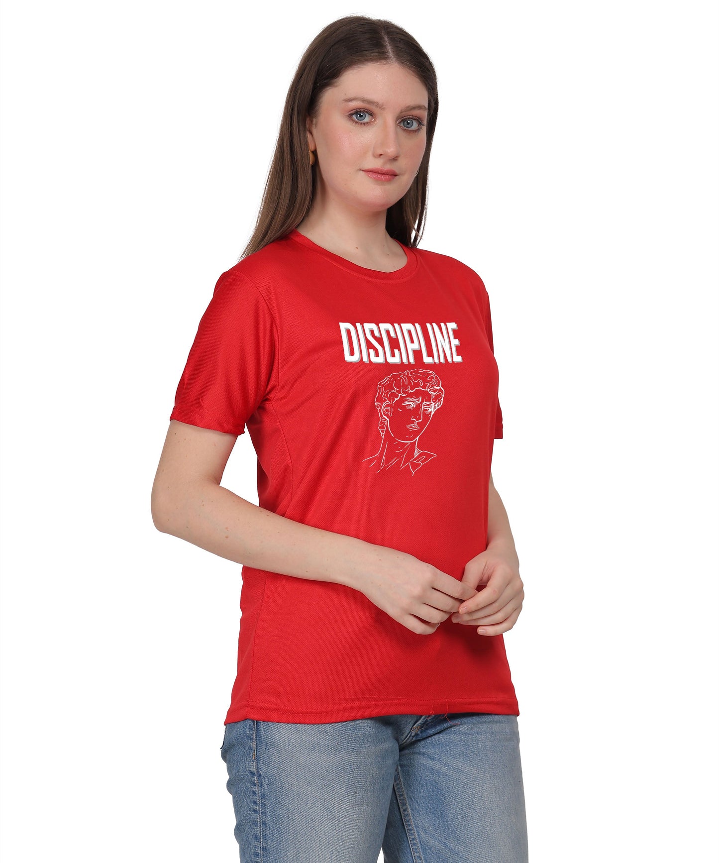 Discipline Graphic Print Cotton T-Shirt, Round Neck, Short Sleeve, Casual Wear
