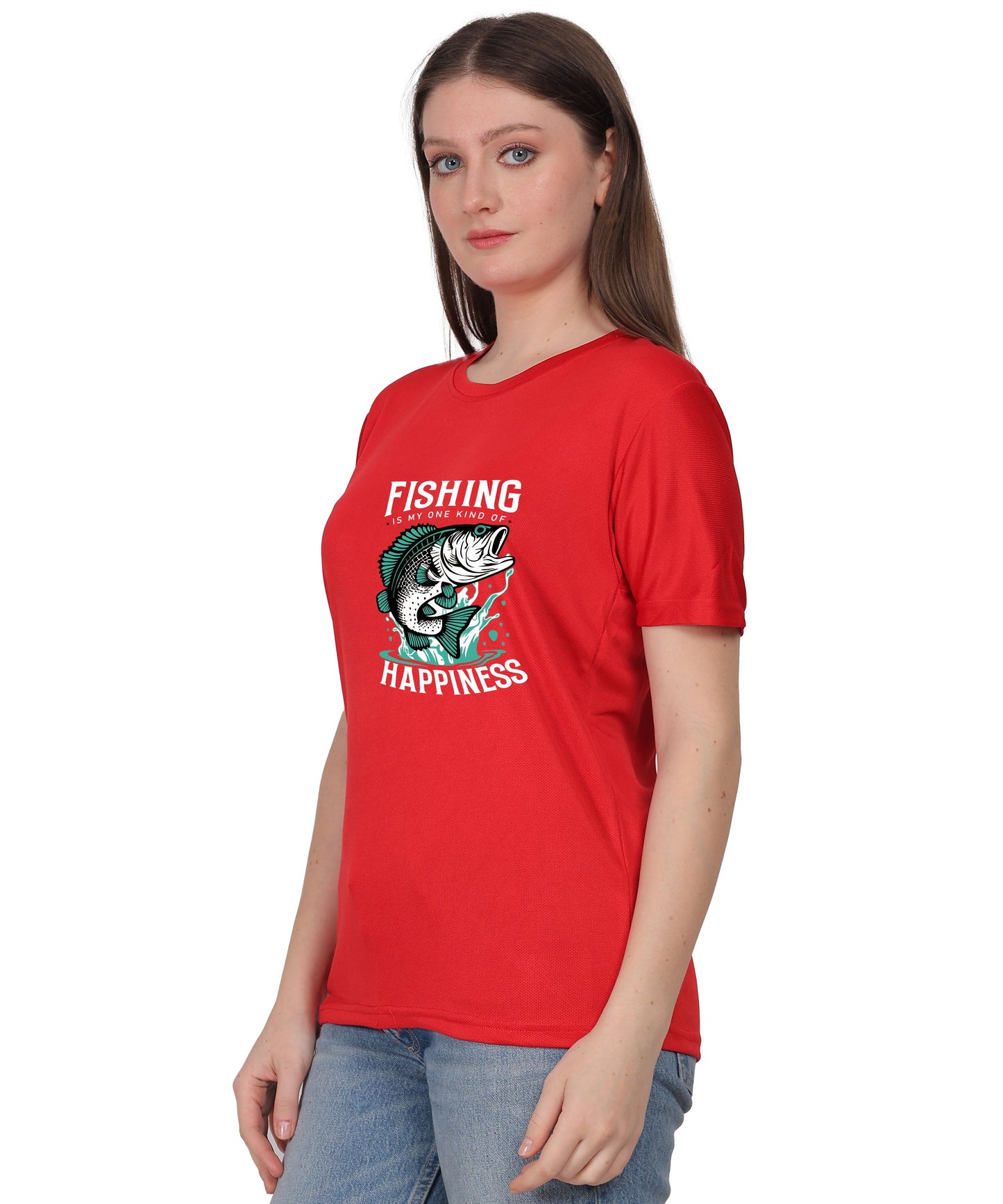 Generic Fishing Happiness Graphic T-Shirt, Black Cotton, Short Sleeve, Regular Fit, Crew Neck