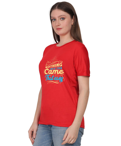 Generic Cotton Graphic T-Shirt, Black, Regular Fit, Short Sleeve, Crew Neck, 'Nothing Great Ever Came That Easy' Print