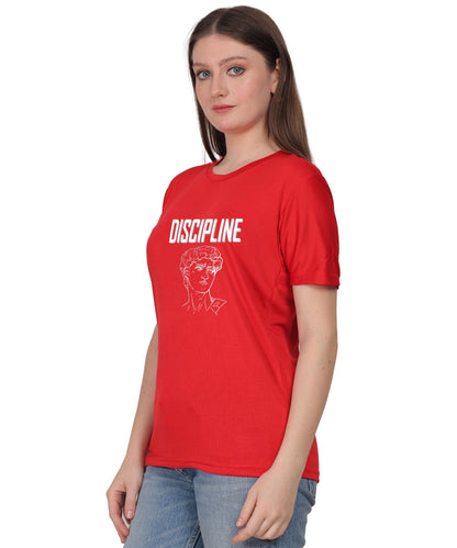 Discipline Graphic Print Cotton T-Shirt, Round Neck, Short Sleeve, Casual Wear