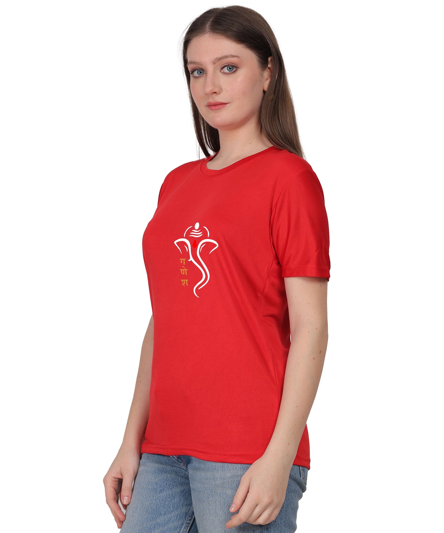 Ganesh Print T-Shirt, Cotton, Round Neck, Short Sleeve, Regular Fit