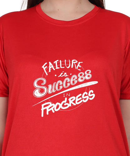 Failure is Success in Progress Graphic T-Shirt, Black Cotton, Round Neck, Short Sleeve