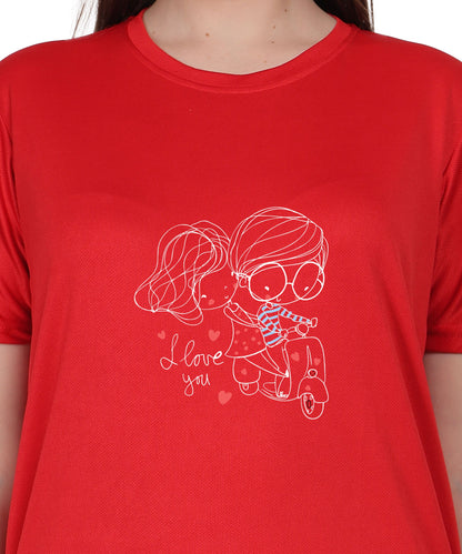 Love Graphic Print Cotton T-Shirt, Black, Round Neck, Short Sleeve, Casual Wear
