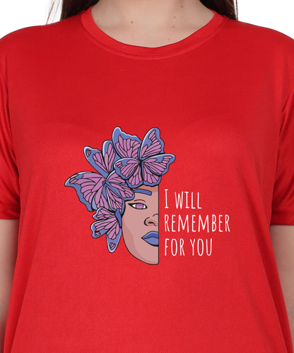 I Will Remember For You Butterfly Design T-Shirt, Black Cotton Blend, Short Sleeve Graphic Tee