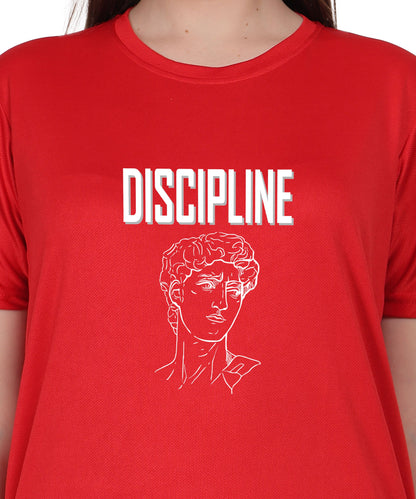 Discipline Graphic Print Cotton T-Shirt, Round Neck, Short Sleeve, Casual Wear