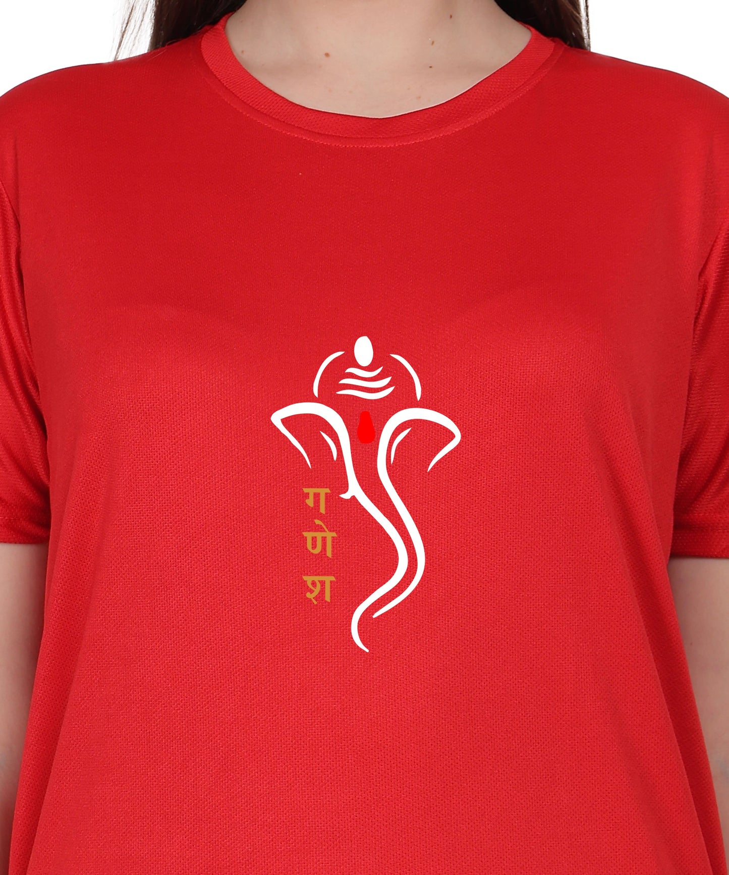 Ganesh Print T-Shirt, Cotton, Round Neck, Short Sleeve, Regular Fit