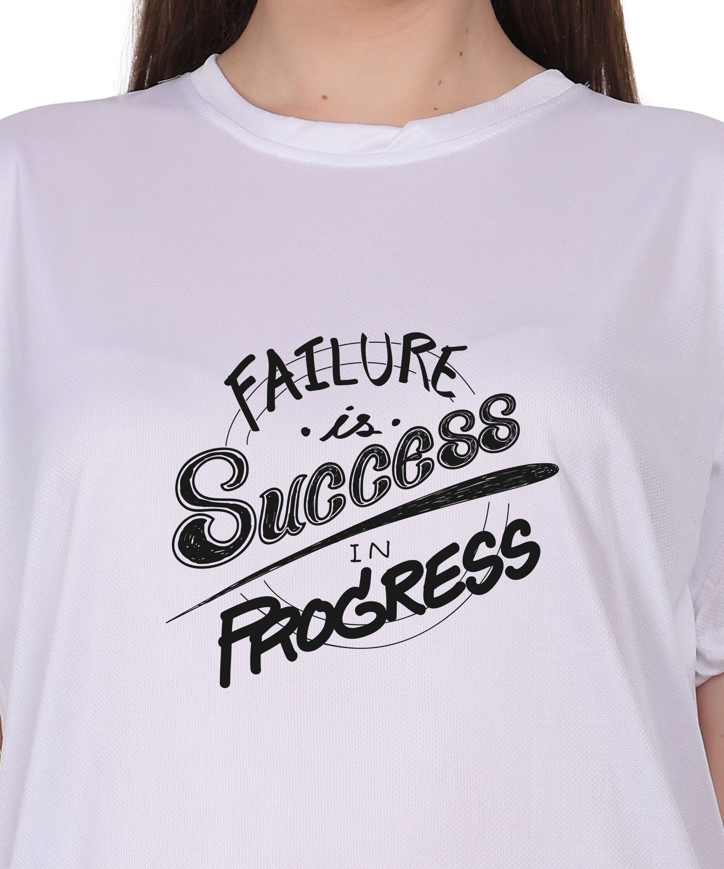 Failure is Success in Progress Graphic T-Shirt, Black Cotton, Round Neck, Short Sleeve