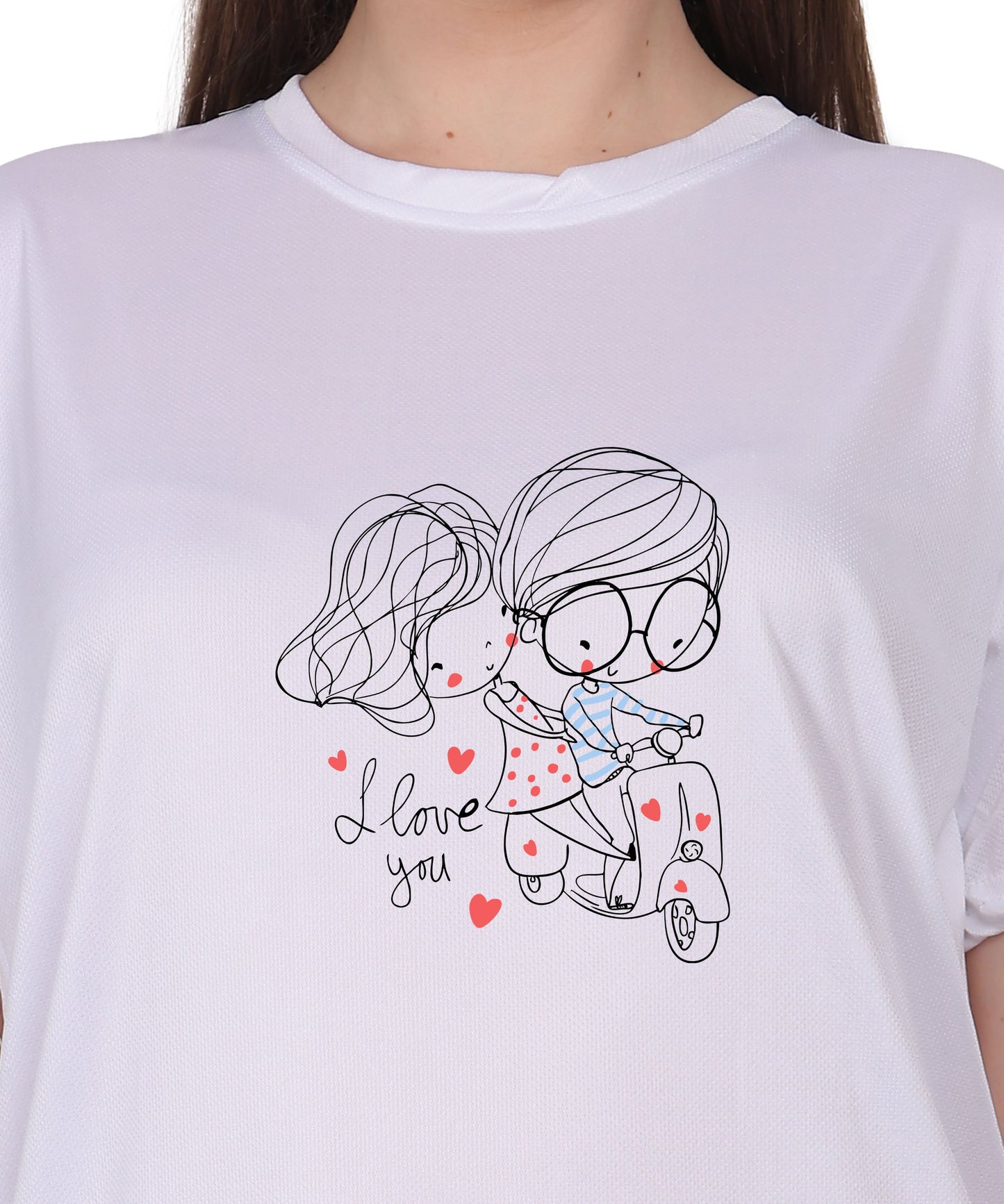 Love Graphic Print Cotton T-Shirt, Black, Round Neck, Short Sleeve, Casual Wear