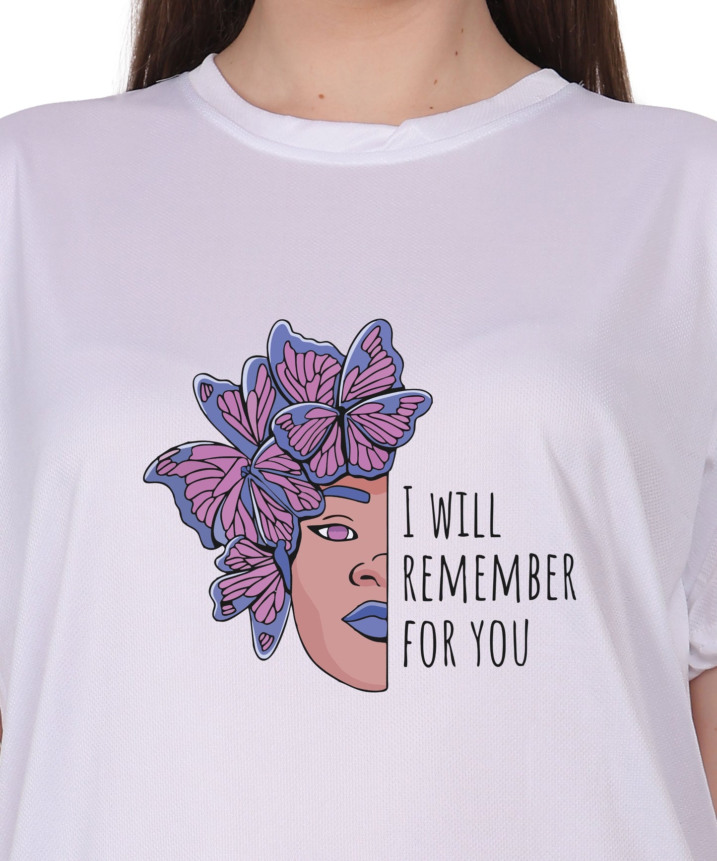 I Will Remember For You Butterfly Design T-Shirt, Black Cotton Blend, Short Sleeve Graphic Tee