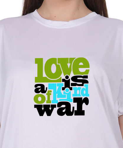 Love is a Kind of War Graphic T-Shirt, Black Cotton Blend, Short Sleeve Crew Neck, Regular Fit