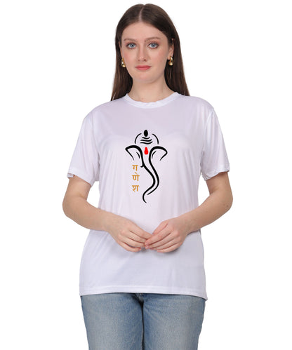 Ganesh Print T-Shirt, Cotton, Round Neck, Short Sleeve, Regular Fit
