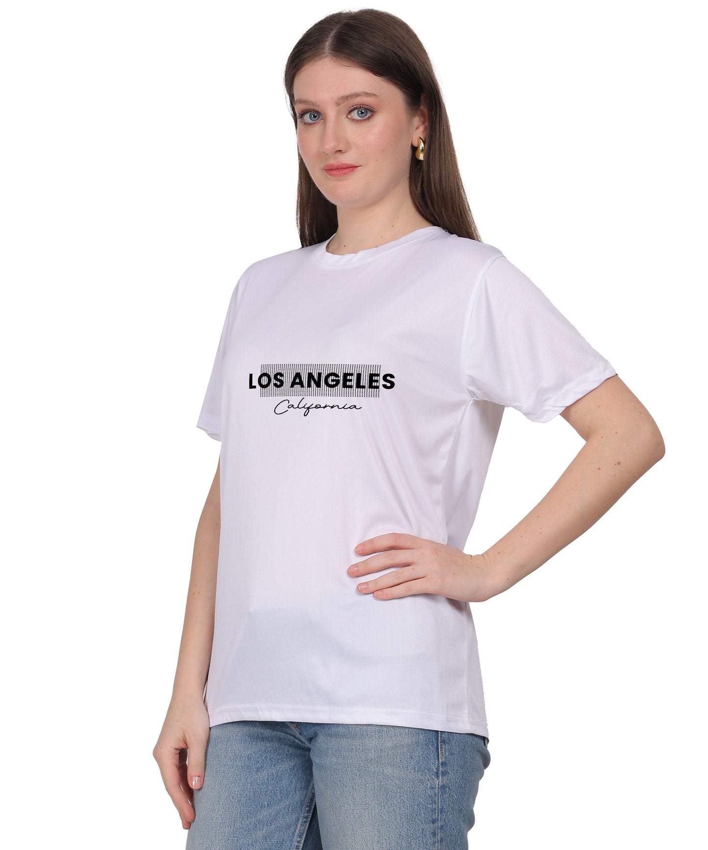 Los Angeles California Typography T-Shirt, Yellow, Cotton, Round Neck, Short Sleeve