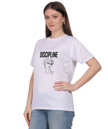 Discipline Graphic Print Cotton T-Shirt, Round Neck, Short Sleeve, Casual Wear