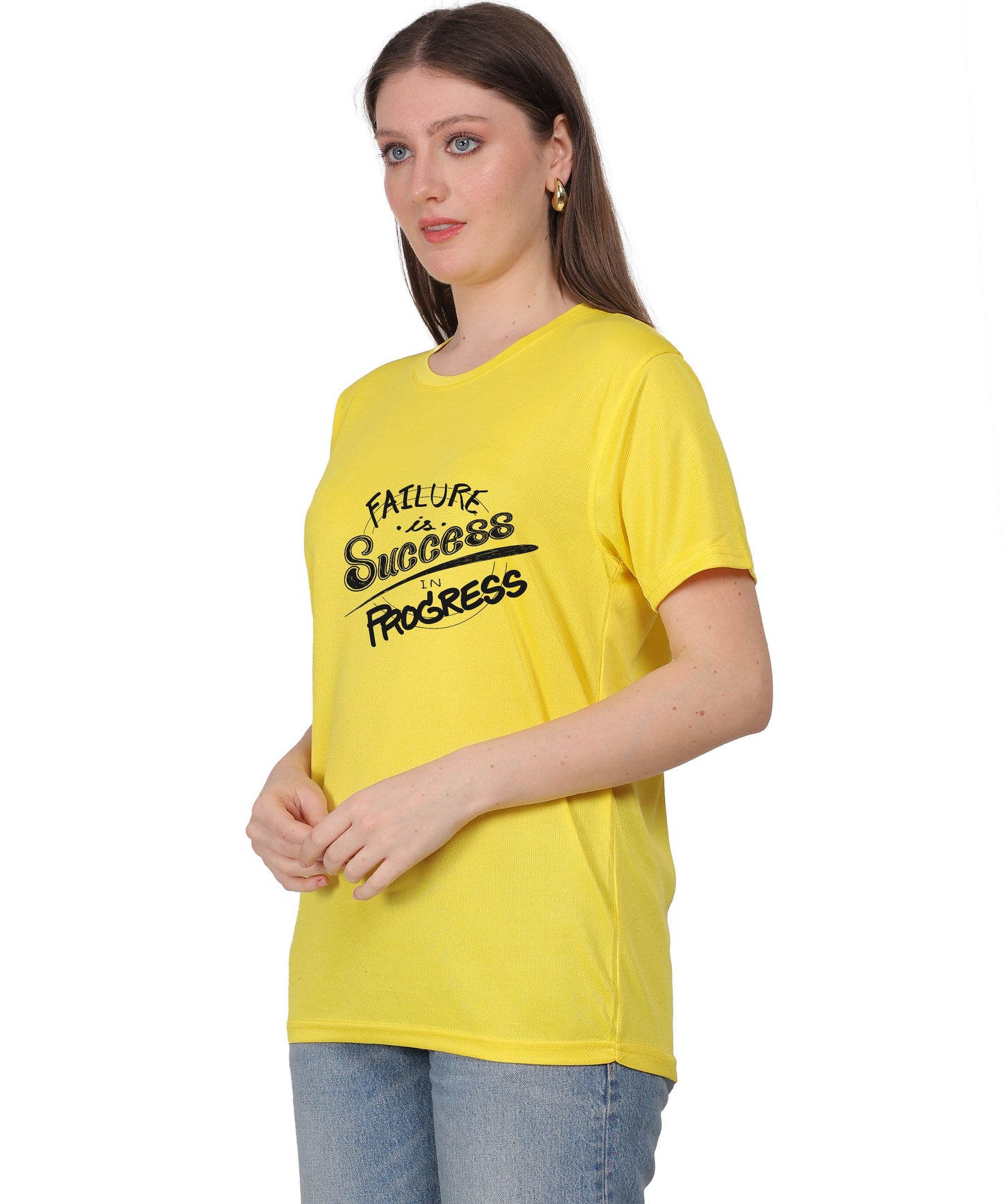 Failure is Success in Progress Graphic T-Shirt, Black Cotton, Round Neck, Short Sleeve