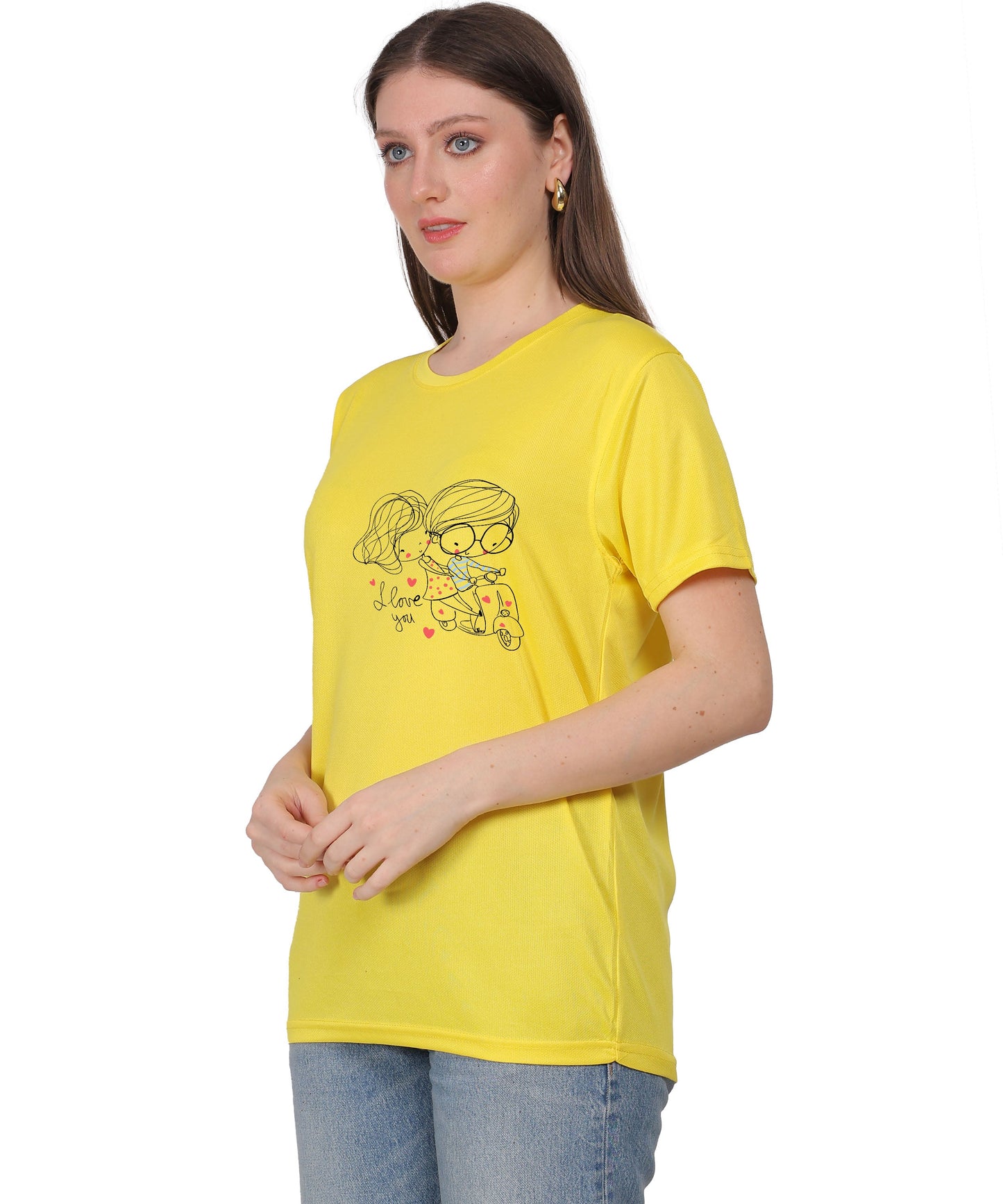 Love Graphic Print Cotton T-Shirt, Black, Round Neck, Short Sleeve, Casual Wear