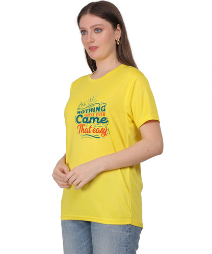 Generic Cotton Graphic T-Shirt, Black, Regular Fit, Short Sleeve, Crew Neck, 'Nothing Great Ever Came That Easy' Print