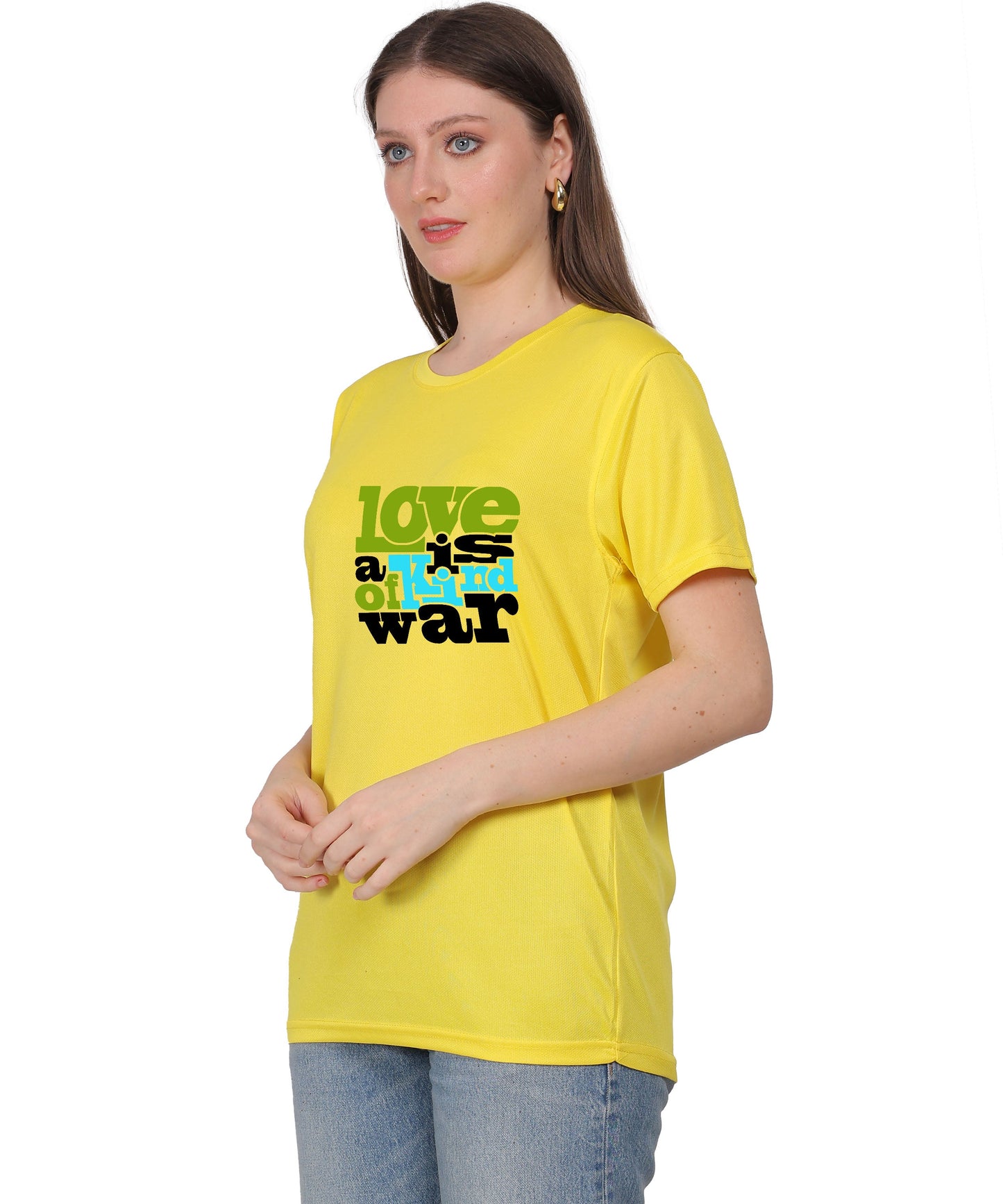 Love is a Kind of War Graphic T-Shirt, Black Cotton Blend, Short Sleeve Crew Neck, Regular Fit
